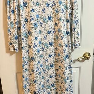 Nuggles  Blue and White Floral 3/4 Sleeve Dress